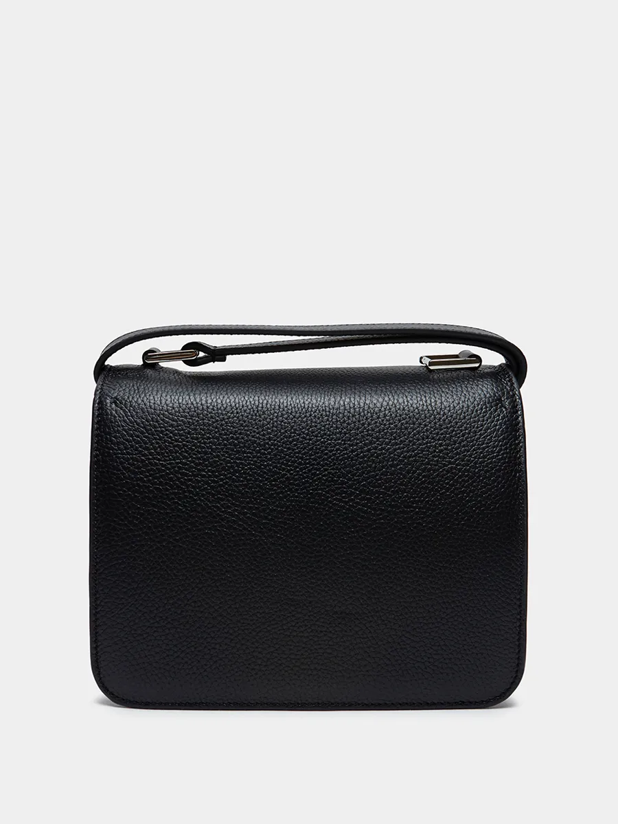 Классическая кожаная сумка Anastasia с фурнитурой Silver цвет черный