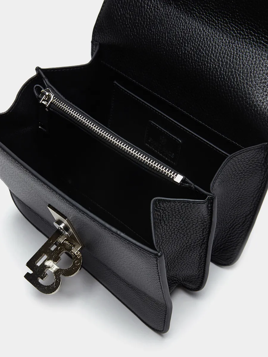 Классическая кожаная сумка Anastasia с фурнитурой Silver цвет черный